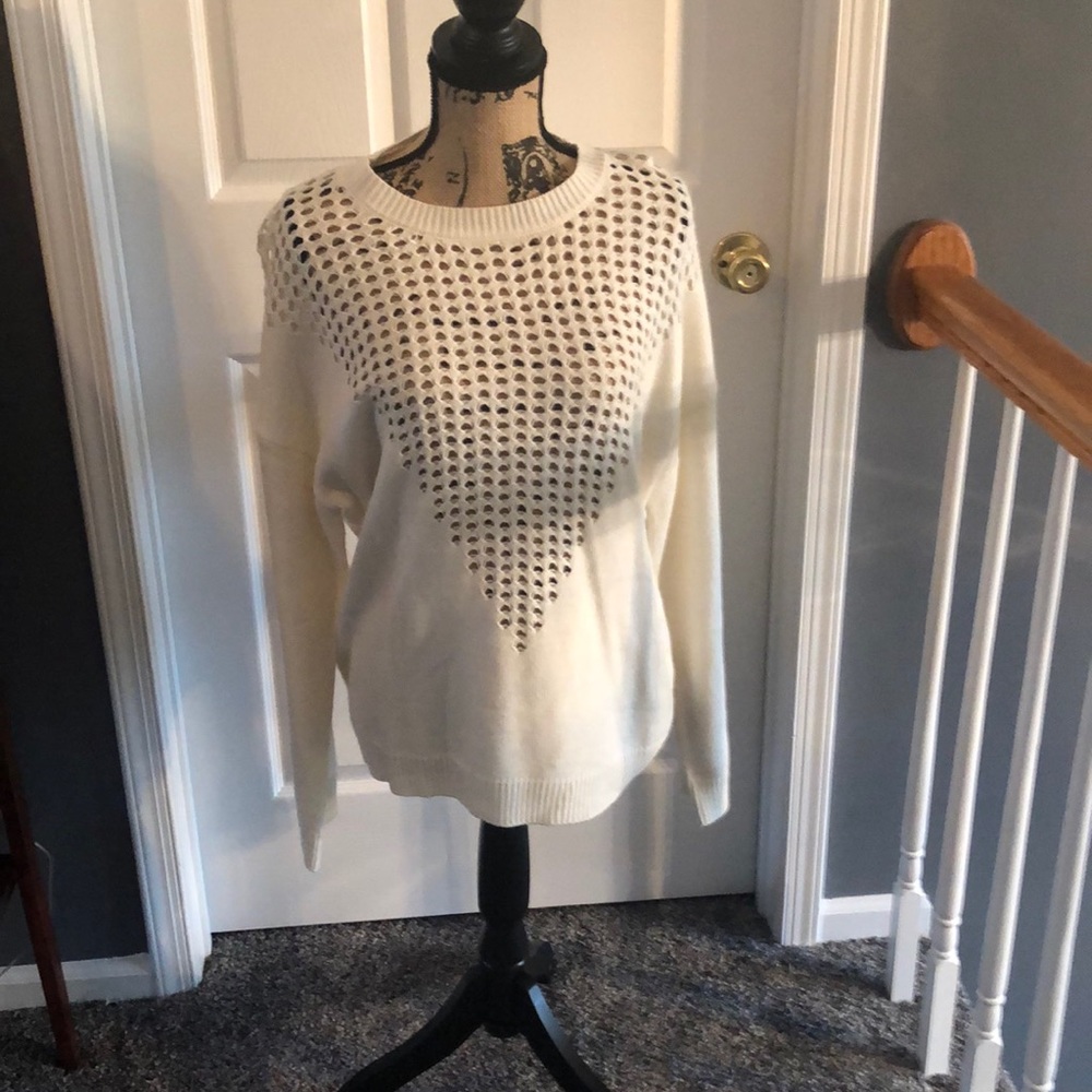 NEW- Winter White Sweater w/Accent Holes in Front